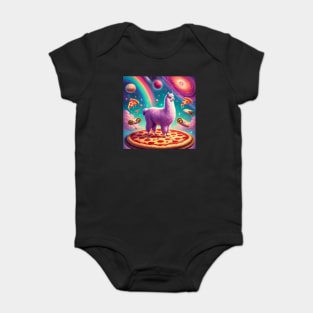 Funny Llama with Pizza and Tacos Vibrant Baby Bodysuit